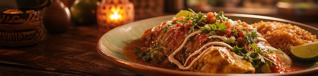 Enchiladas dressed with crema and cilantro