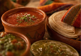 Fresh salsas and warm tortillas